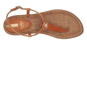 Sam Edelman Tan Leather Gigi Flat Thong Sandals Saddle Signet